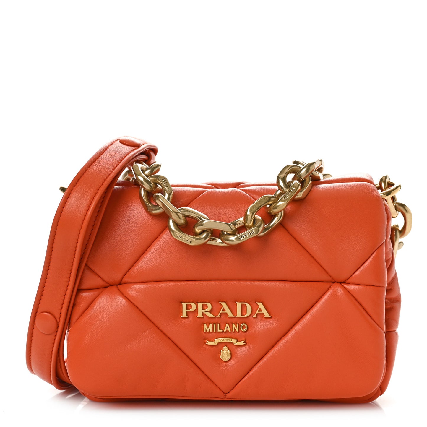 Nappa Metal Quilted Small Patchwork System Flap Bag Arancio
