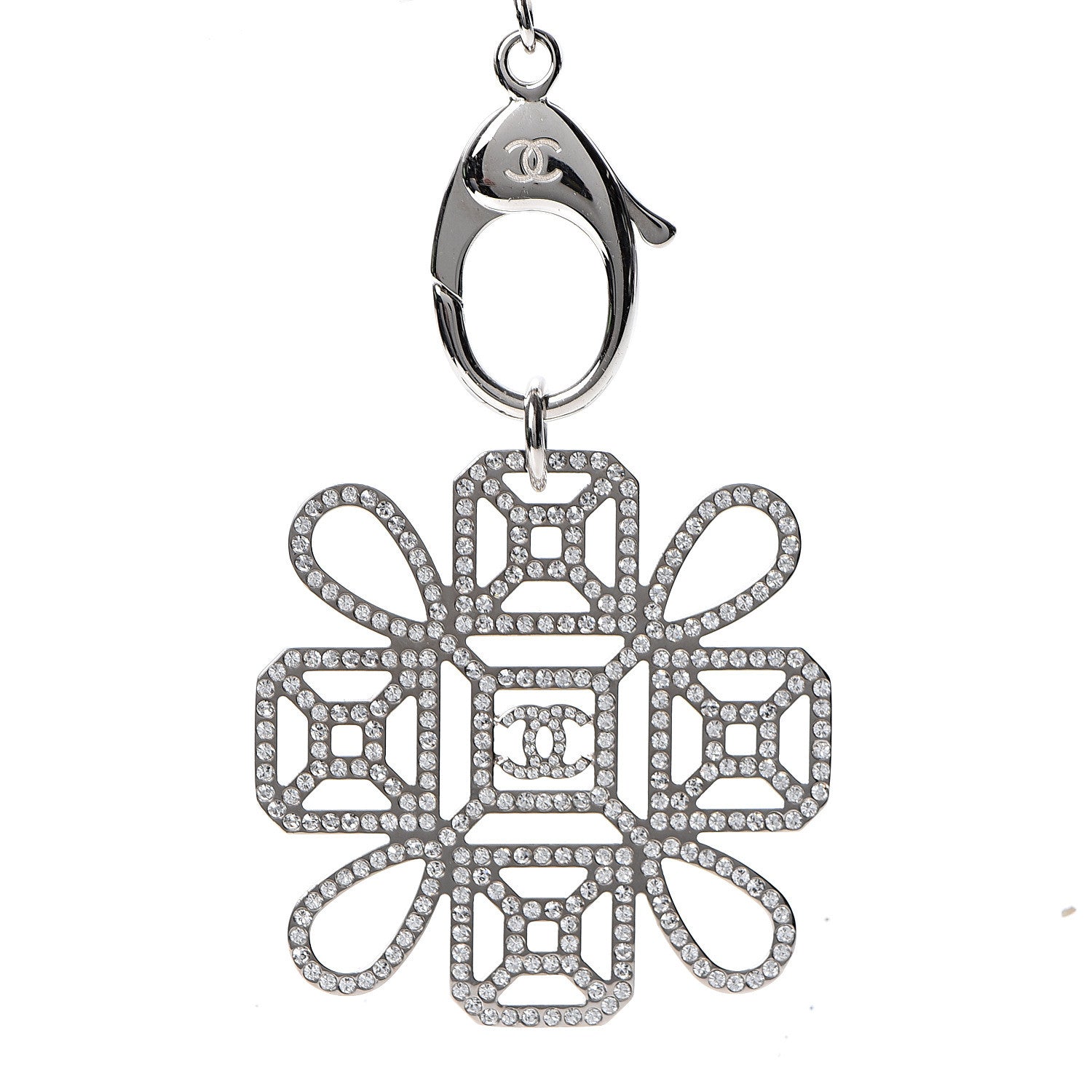 Chanel Crystal CC Cross Lanyard Necklace Black Silver 3 of 6