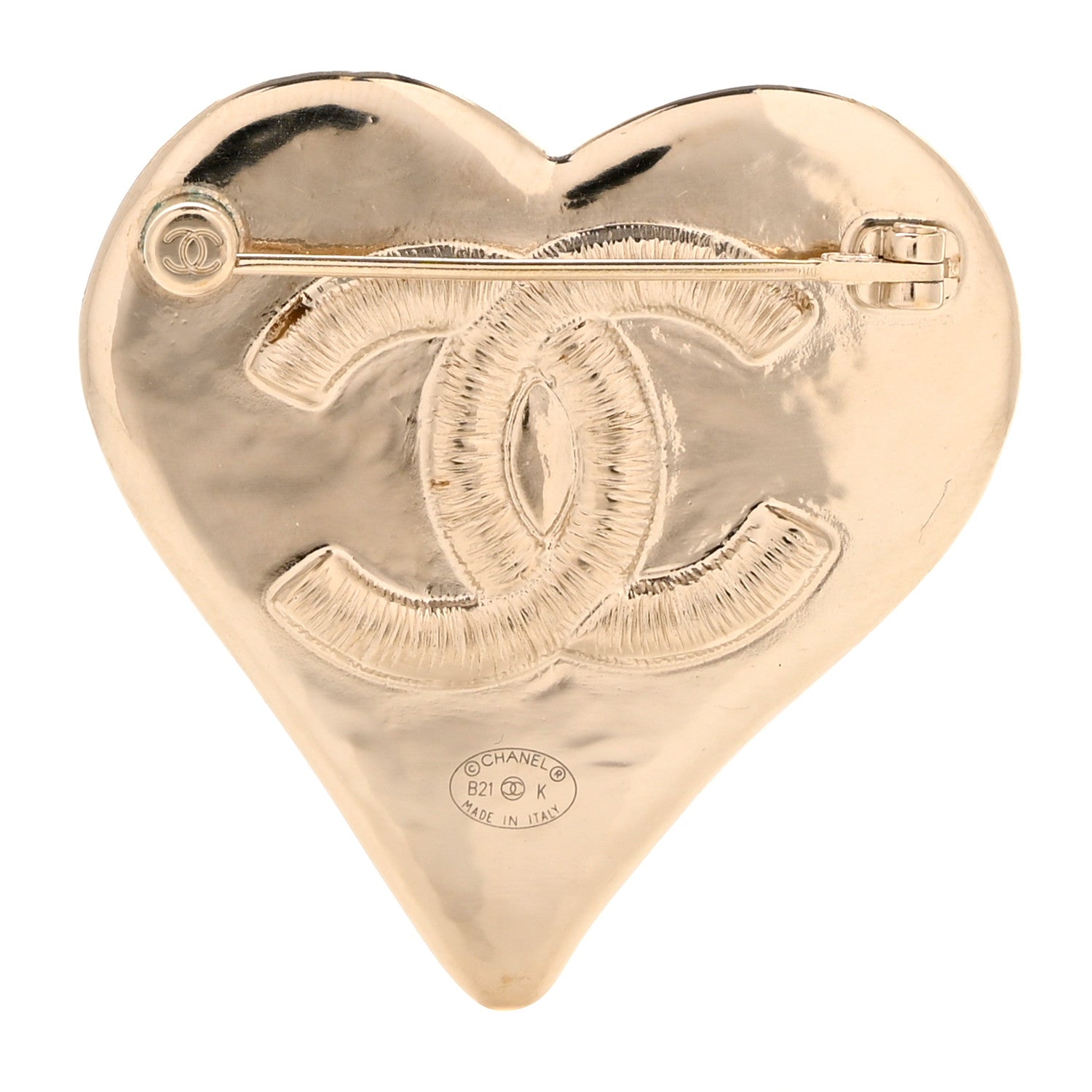 Chanel Metal Enamel CC Heart Brooch Gold Black 3 of 4