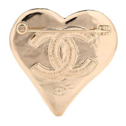 Chanel Metal Enamel CC Heart Brooch Gold Black 3 of 4