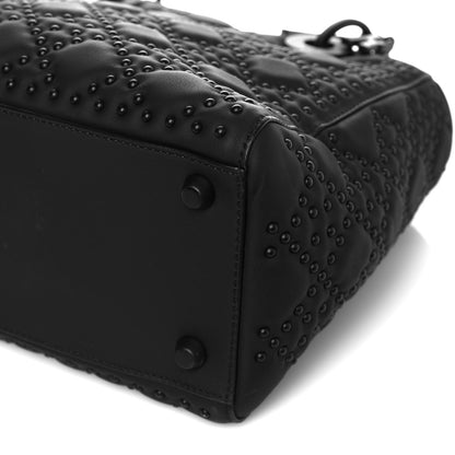 Christian Dior Matte Calfskin Cannage Studded Medium Supple Lady Dior Ultra Black 10 of 12
