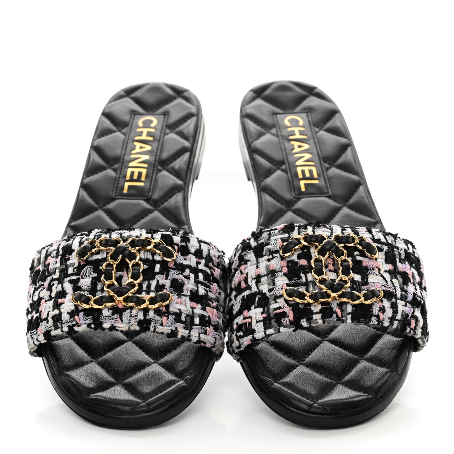 Tweed CC Chain Mule Sandal 35 Multicolor