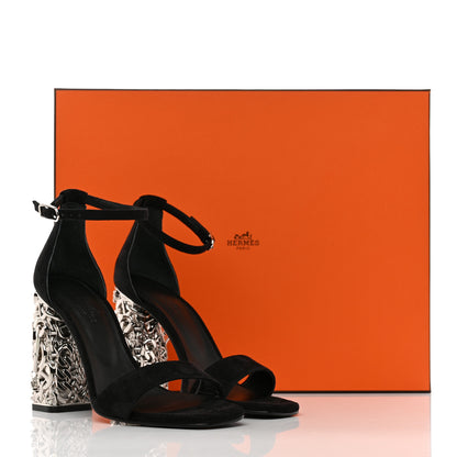 Hermes Suede Goatskin Glam 105 Sandals 37 Black 9 of 9
