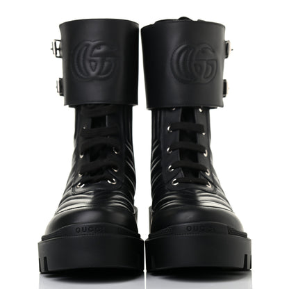 Gucci Nappa Frances GG Matelasse Platform Combat Boots 37.5 Black 2 of 7