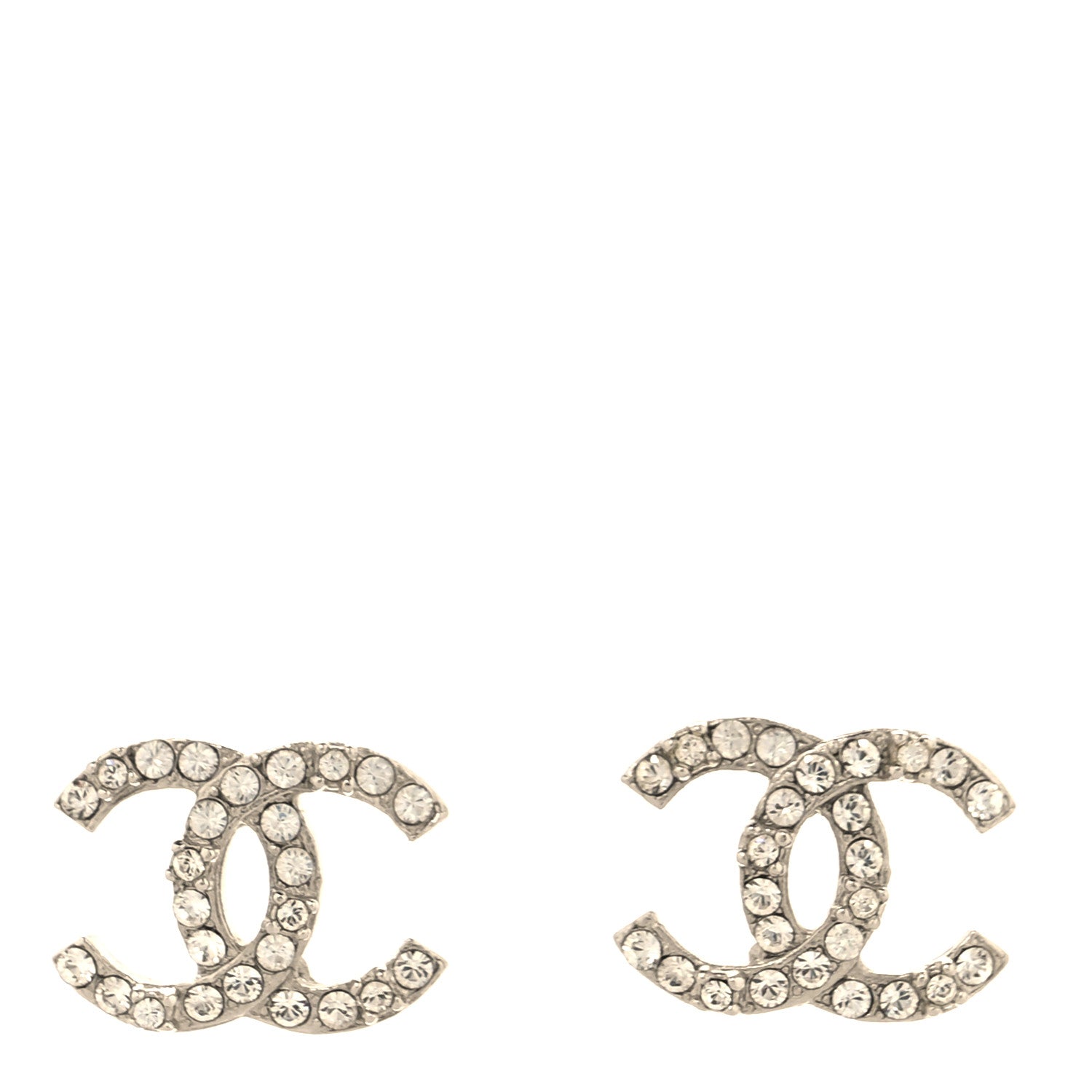 Chanel Crystal Mini Timeless CC Earrings Silver 1 of 5