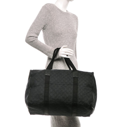 Gucci Denim Monogram Large Collapsible Carry On Duffle Black 2 of 6