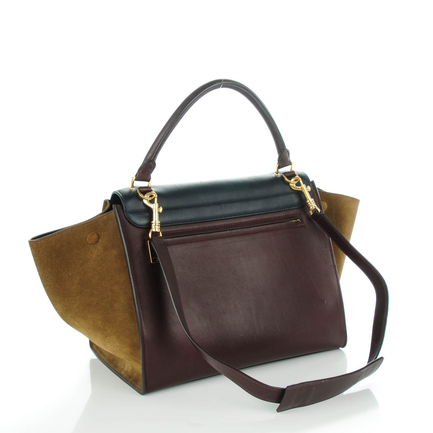Celine Smooth Calfskin Suede Medium Tri-Color Trapeze Burgundy 3 of 10