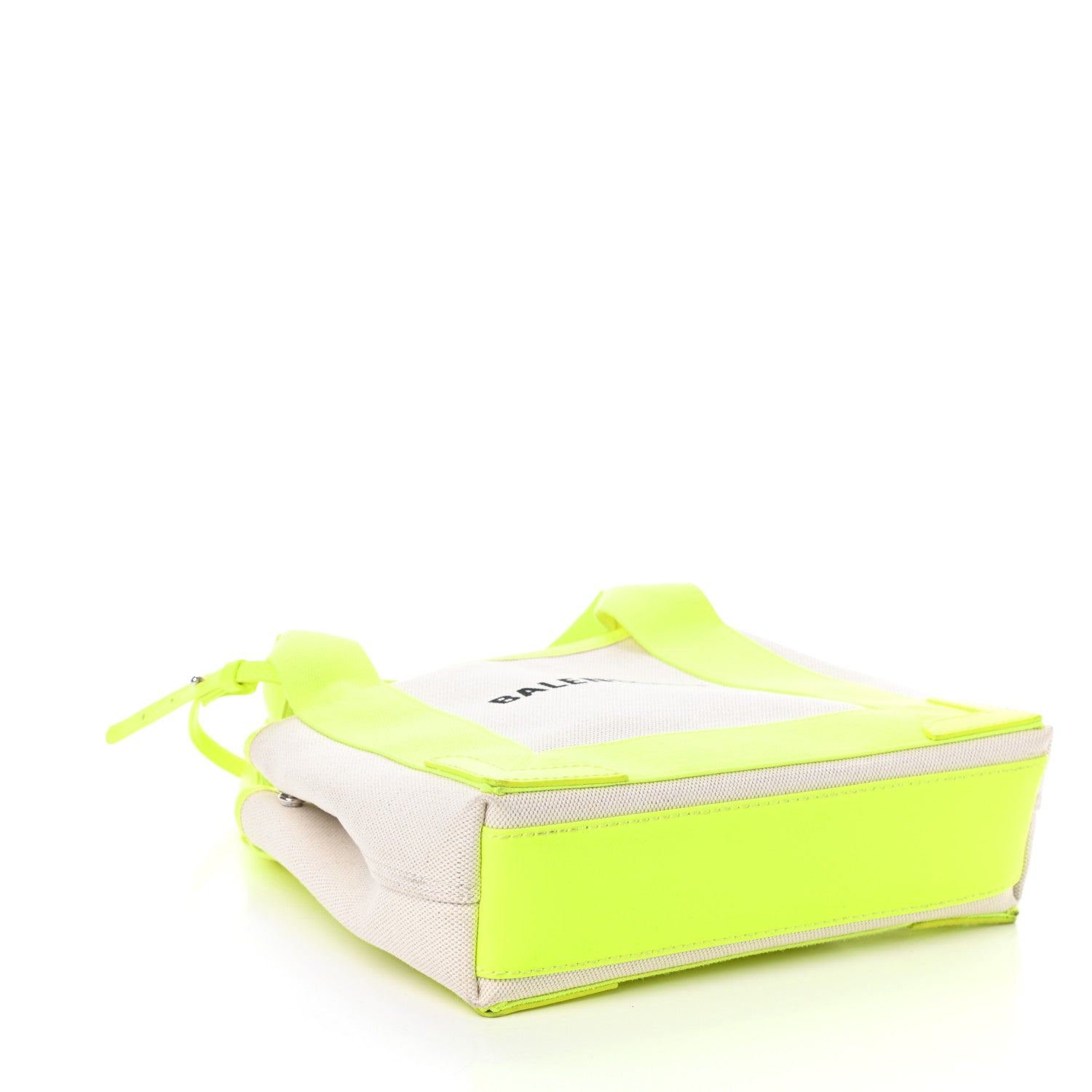 Balenciaga Cotton Canvas Satin Calfskin Navy Cabas XS Natural Fluo Yellow 4 of 9