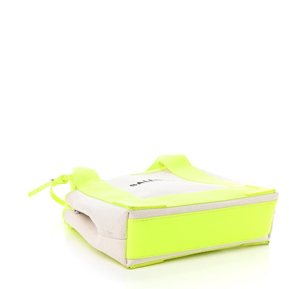 Balenciaga Cotton Canvas Satin Calfskin Navy Cabas XS Natural Fluo Yellow 4 of 9