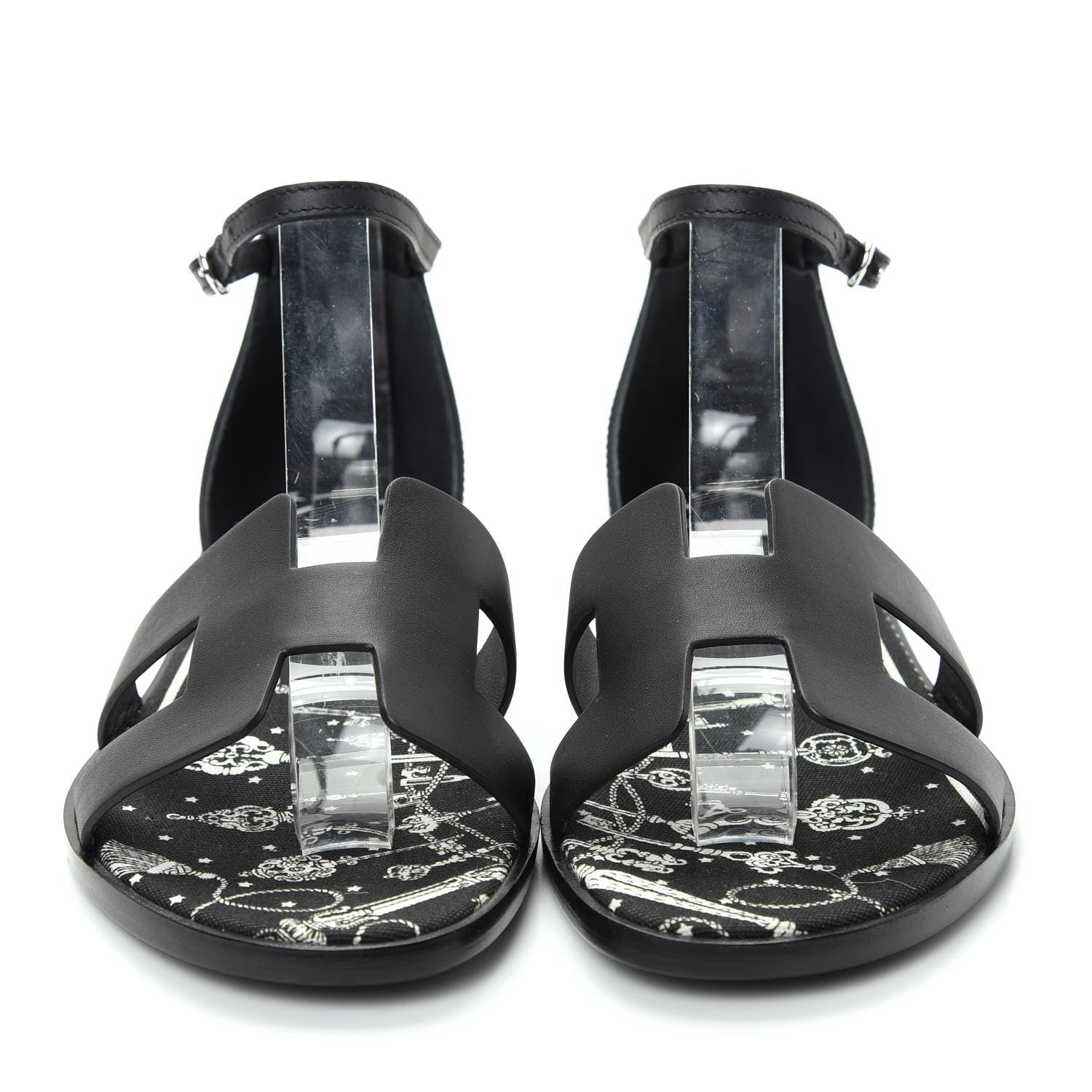 Hermes Calfskin Santorini Sandals 38 Black 2 of 11