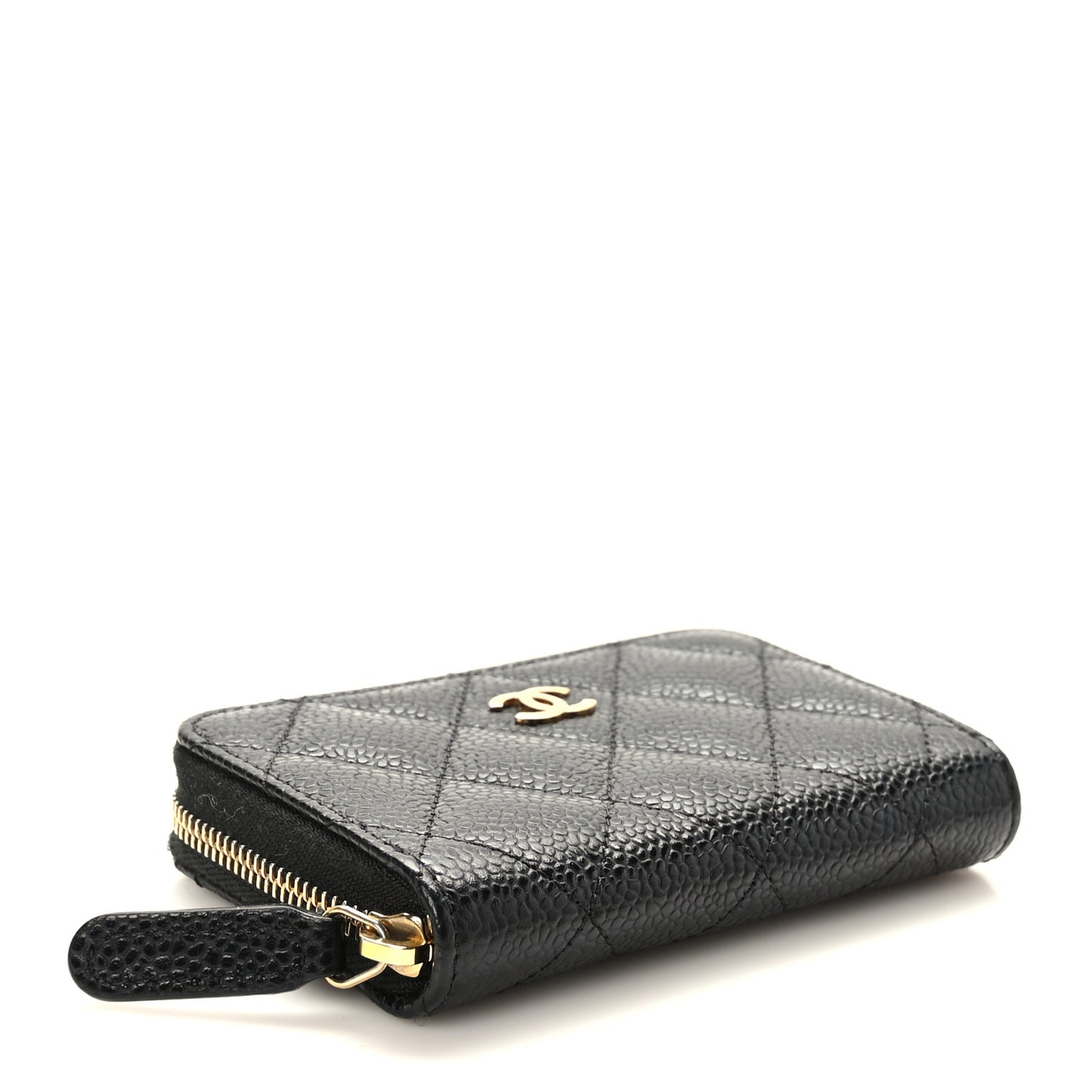 Caviar Quilted Zip Coin Purse Black