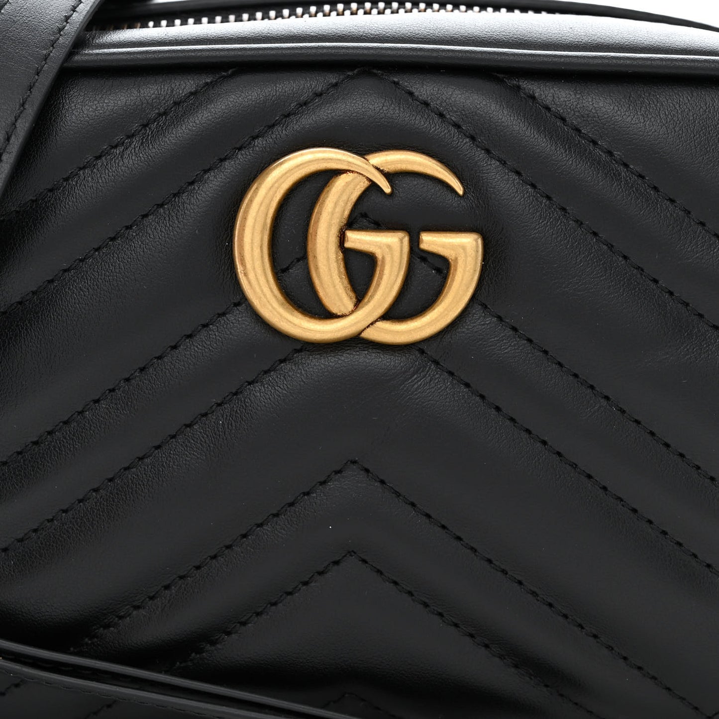 Calfskin Matelasse Mini GG Marmont Chain Shoulder Bag Black