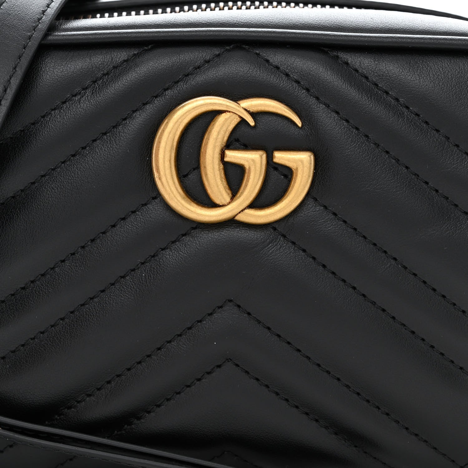 Gucci Calfskin Matelasse Mini GG Marmont Chain Shoulder Bag Black 8 of 10