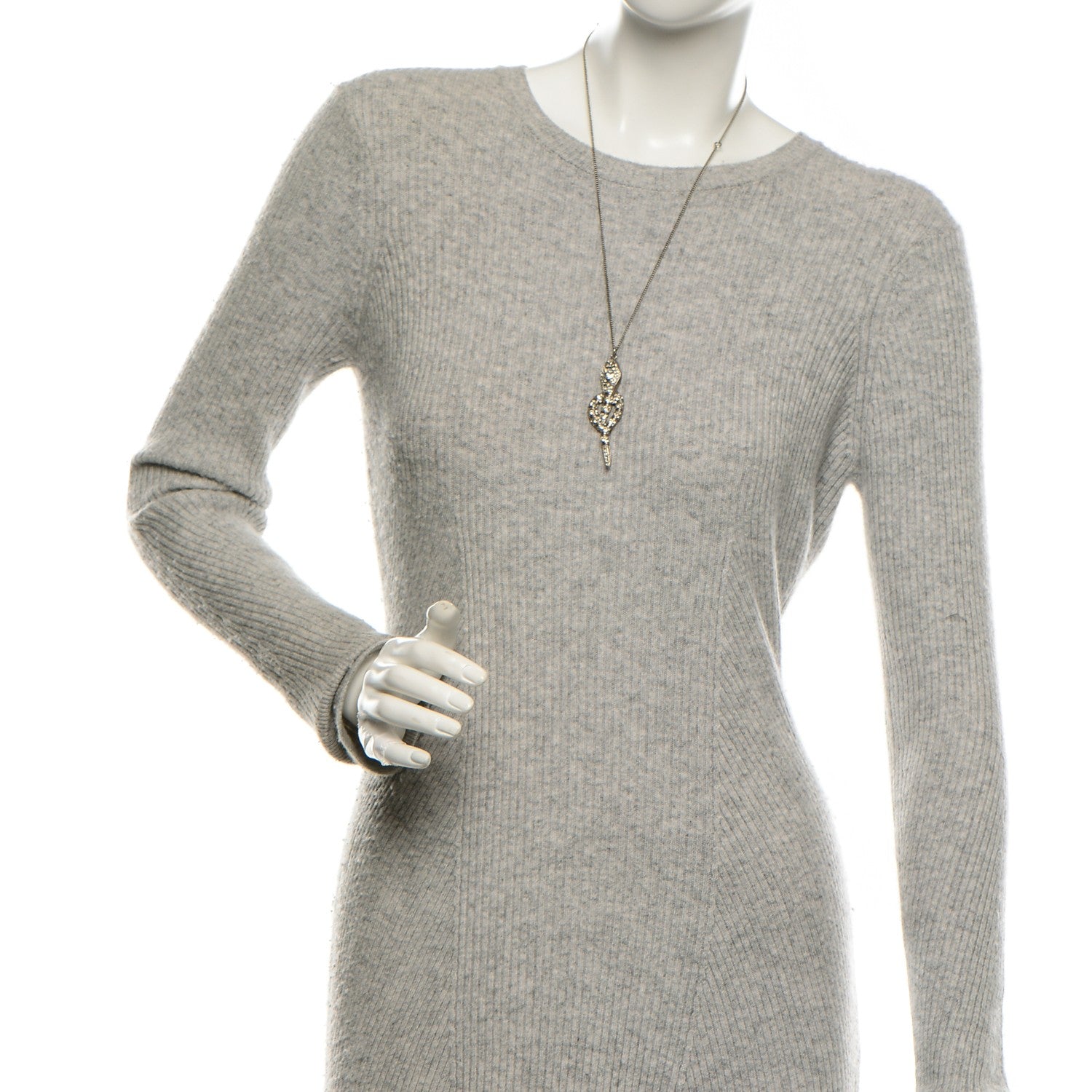 Chanel Crystal Serpent Snake Necklace Silver 2 of 5