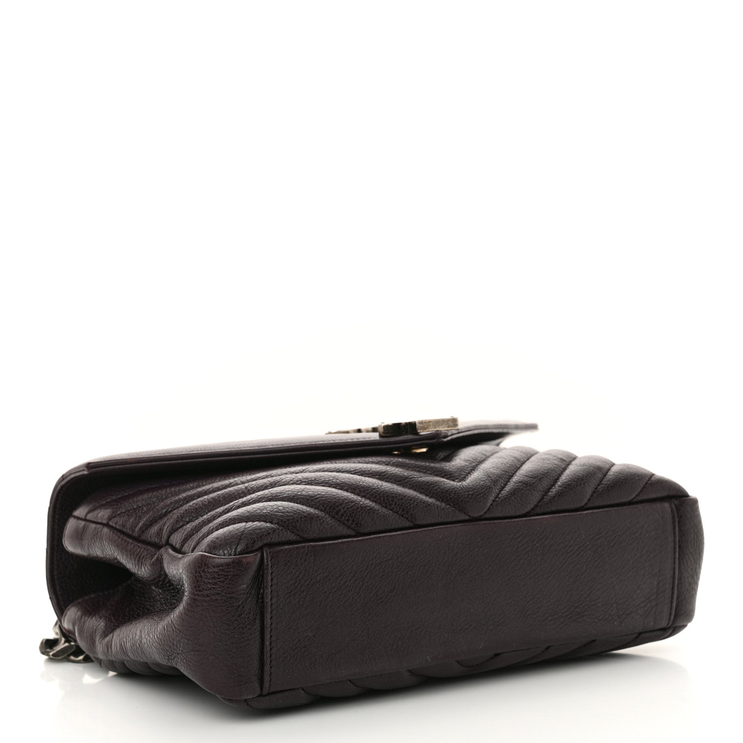 Saint Laurent Sheepskin Matelasse Chevron Monogram Medium College Bag Amaranto 4 of 14