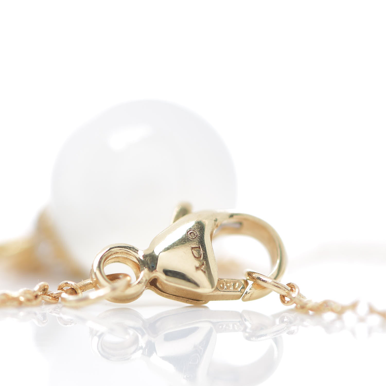 David Yurman 18K Yellow Gold White Moonstone 9mm Diamond Solari Pendant Necklace 5 of 5
