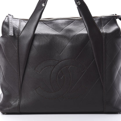 Chanel Calfskin CC Chevron All Day Long Tote Brown 8 of 13