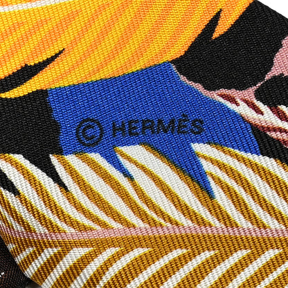 Hermes Silk Jaguar Quetzal Twilly Bleu Roy Brun Saumon 2 of 4