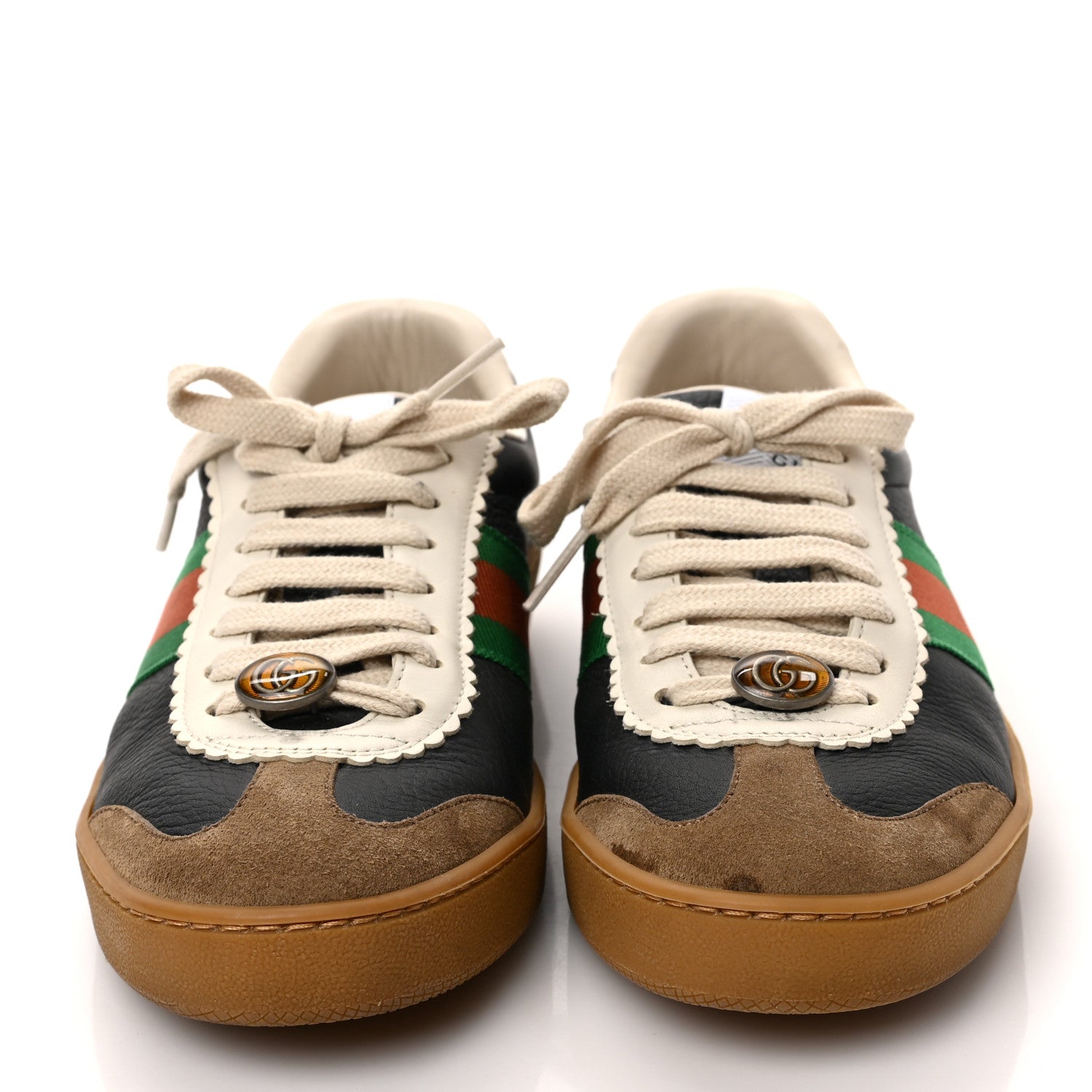 Gucci Calfskin Suede Web Mens G74 Sneakers 37 Ardesia Black New Mystic White 2 of 8
