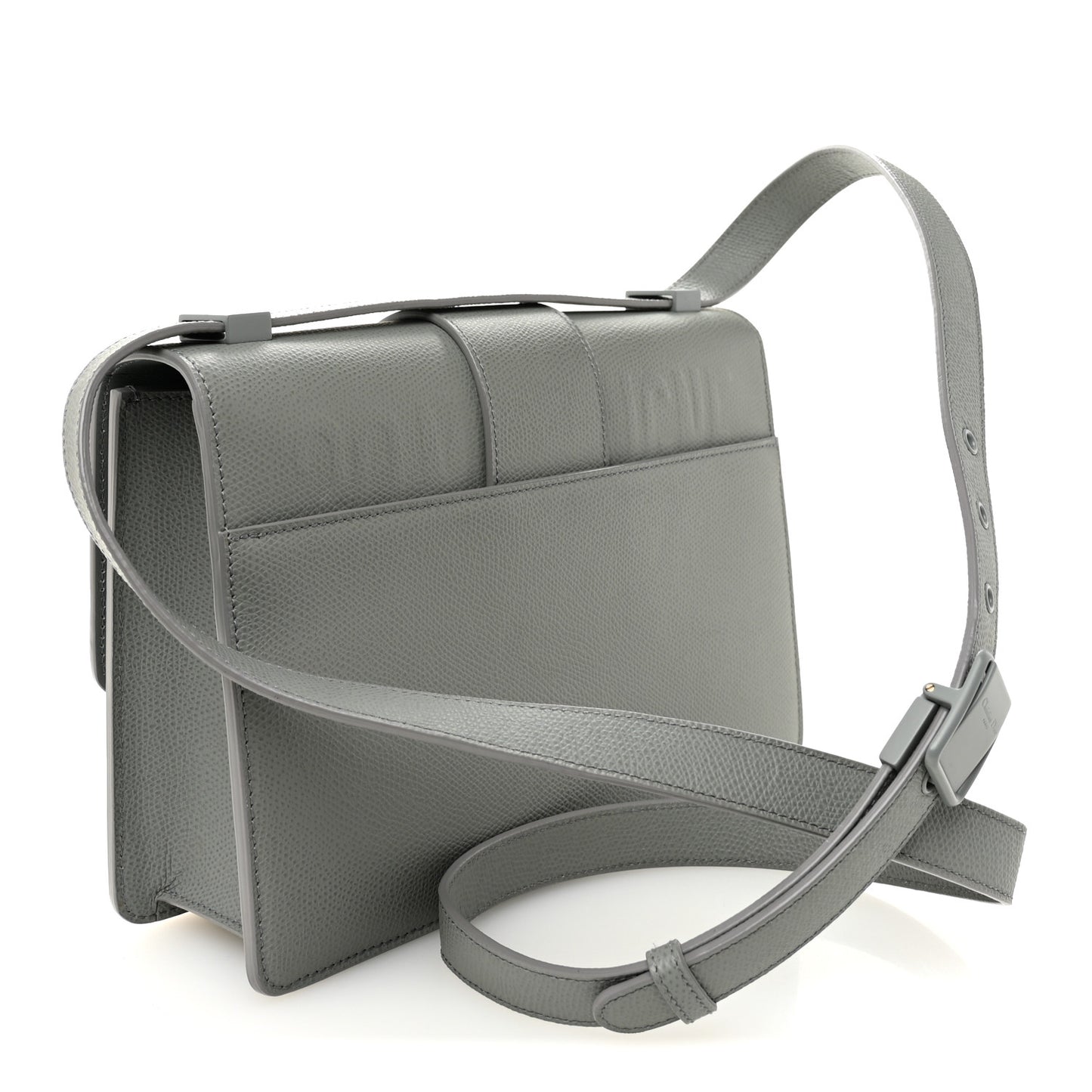 Ultra Matte Grained Calfskin 30 Montaigne Flap Bag Grey