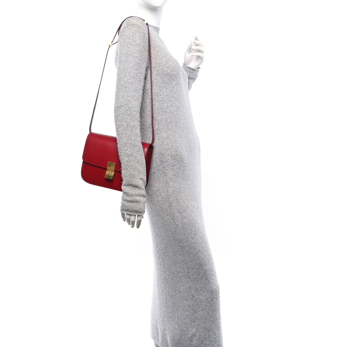 Box Calfskin Medium Classic Box Flap Bag Red