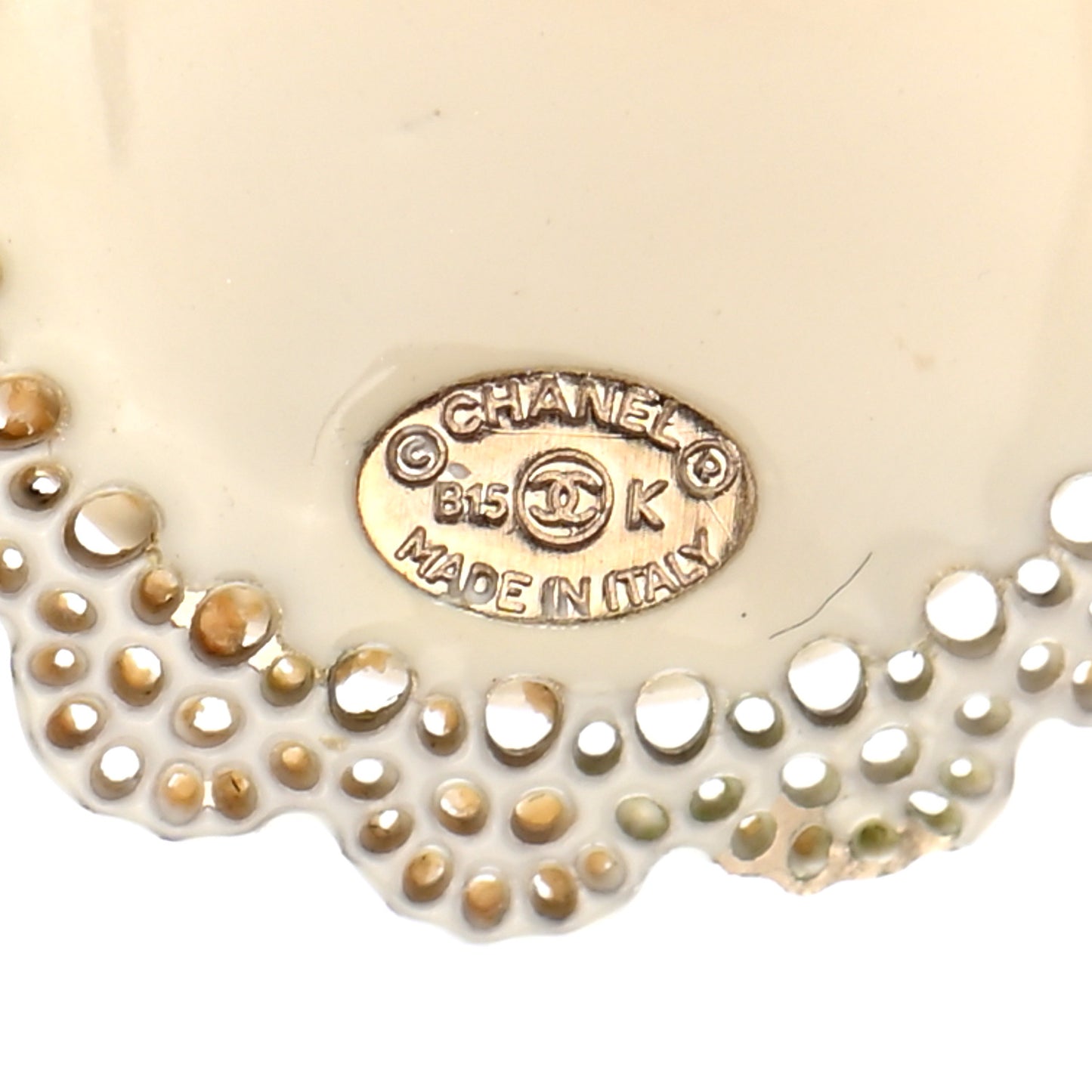 Pearl CC Round Earrings Light Gold