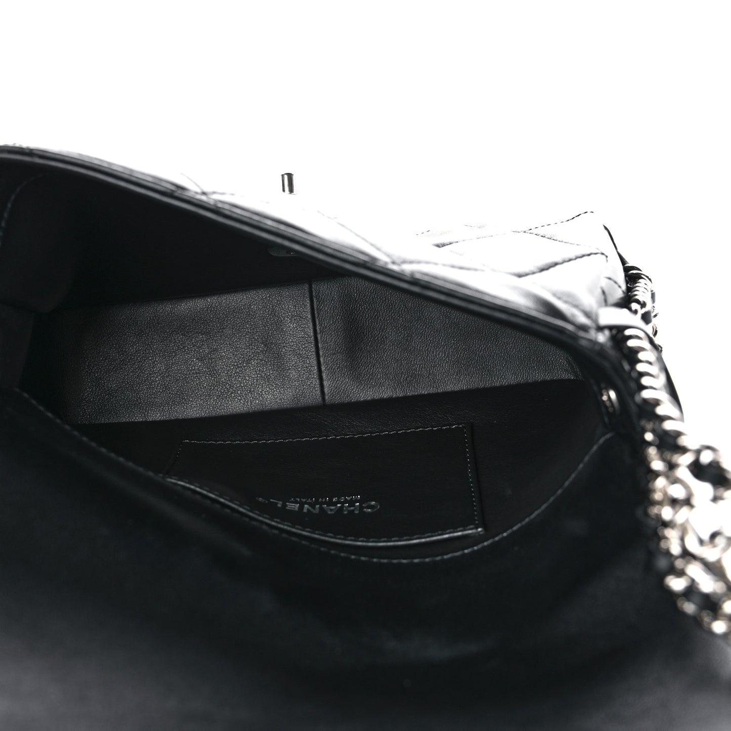 Lambskin Quilted Small Chain Rows Flap Black