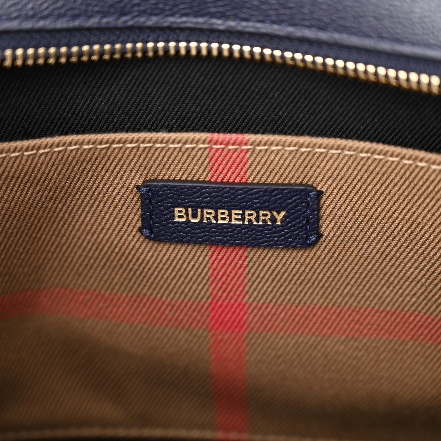 Burberry Calfskin Mega Check Small Banwell Tote Dark Canvas Blue 6 of 9