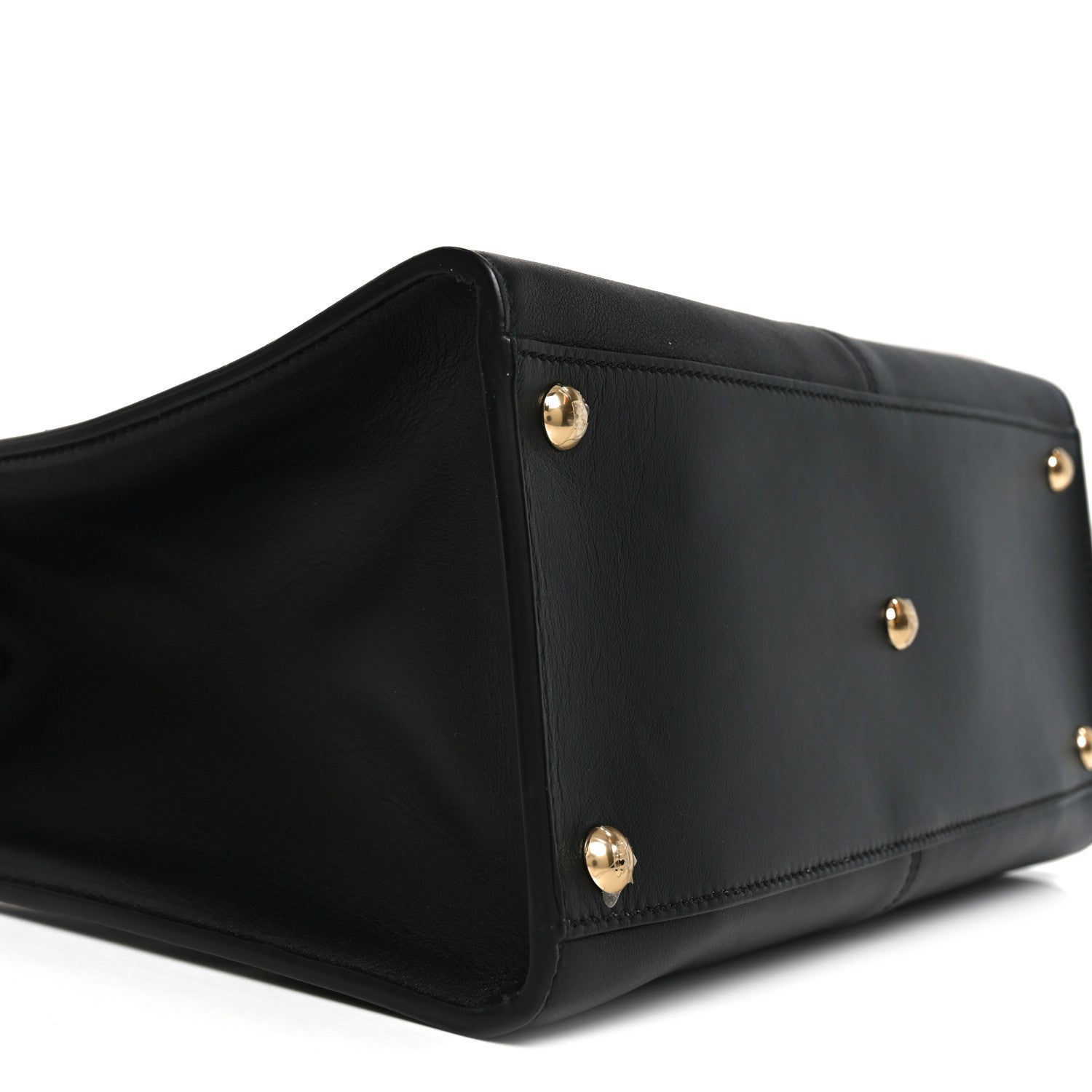 Fendi Vitello Seta Glazed Fabric FF 1974 Medium Peekaboo X-Lite Black Mogano Panna 8 of 9