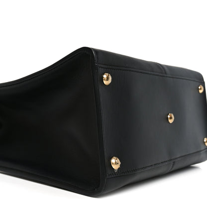 Fendi Vitello Seta Glazed Fabric FF 1974 Medium Peekaboo X-Lite Black Mogano Panna 8 of 9
