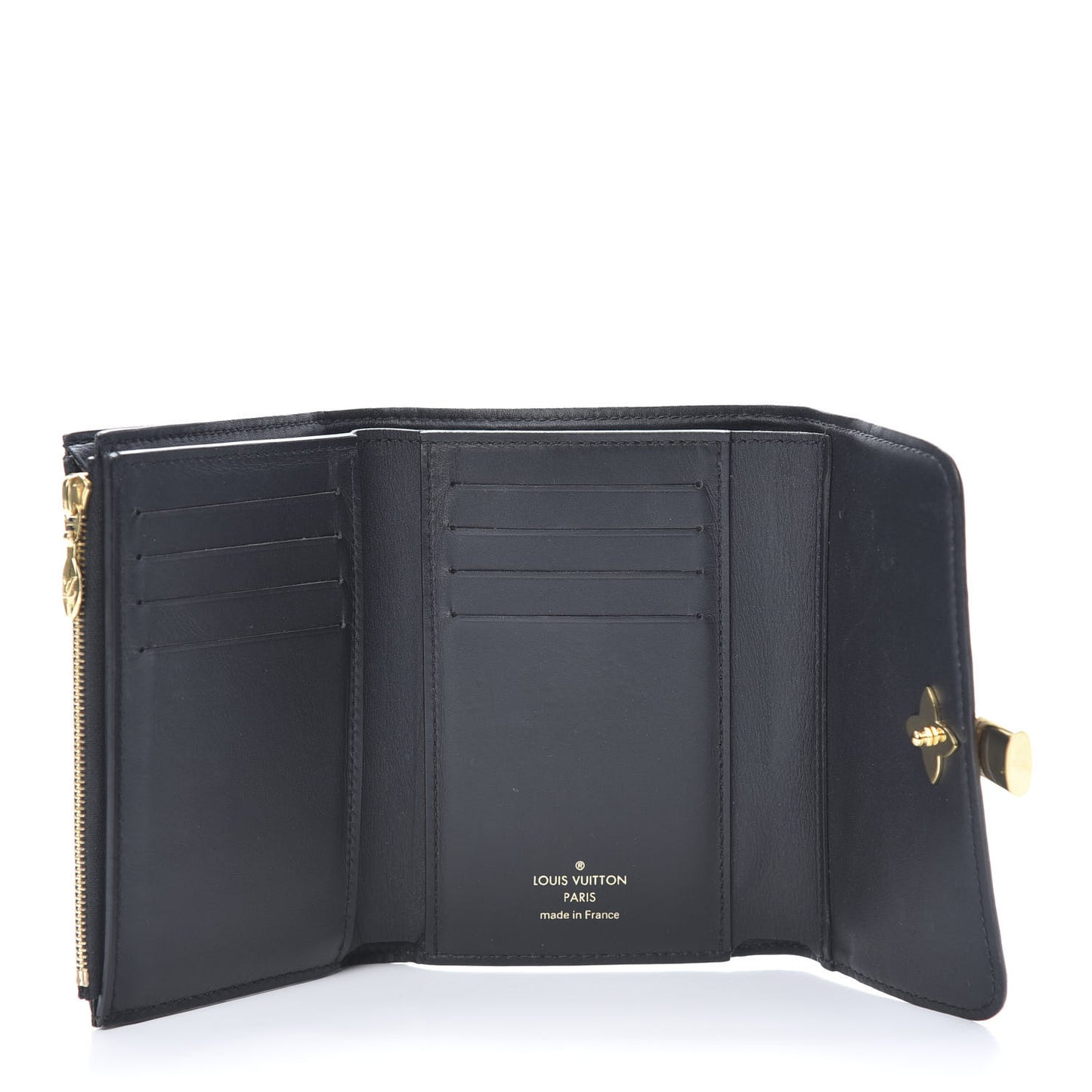 Monogram Flower Lock Compact Wallet Black