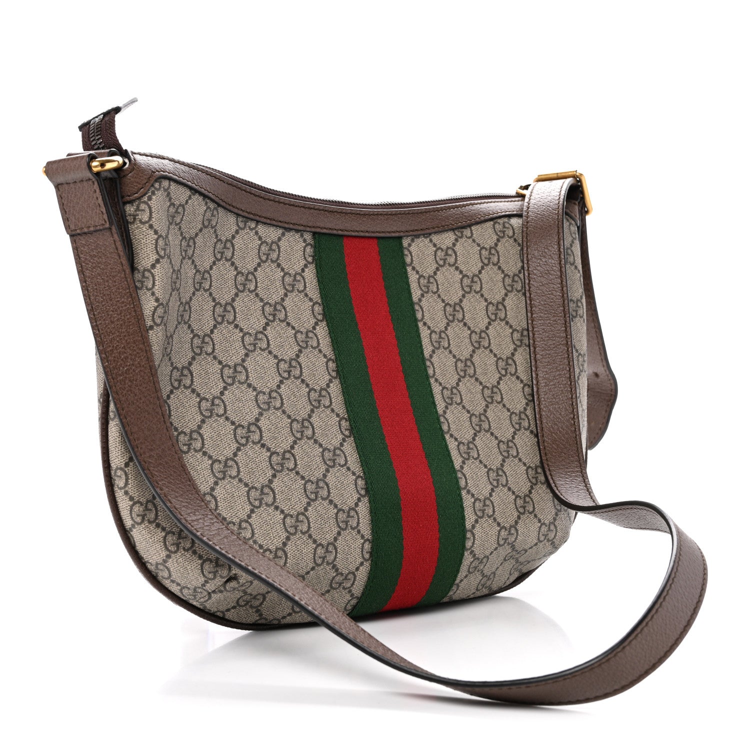 Gucci GG Supreme Monogram Web Small Ophidia Half Moon Hobo Brown 3 of 12