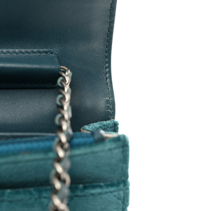 Chanel Velvet Quilted Boy Wallet On Chain WOC Teal 12 of 12