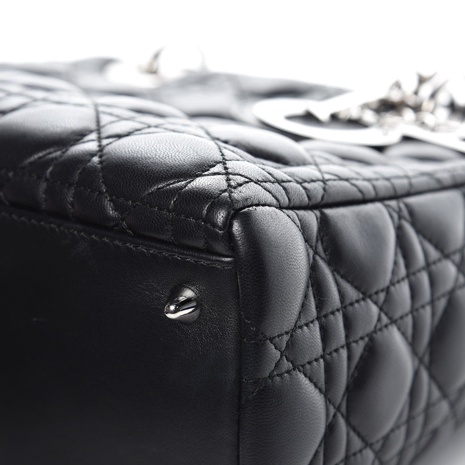 Christian Dior Lambskin Cannage Medium Lady Dior Black 10 of 16