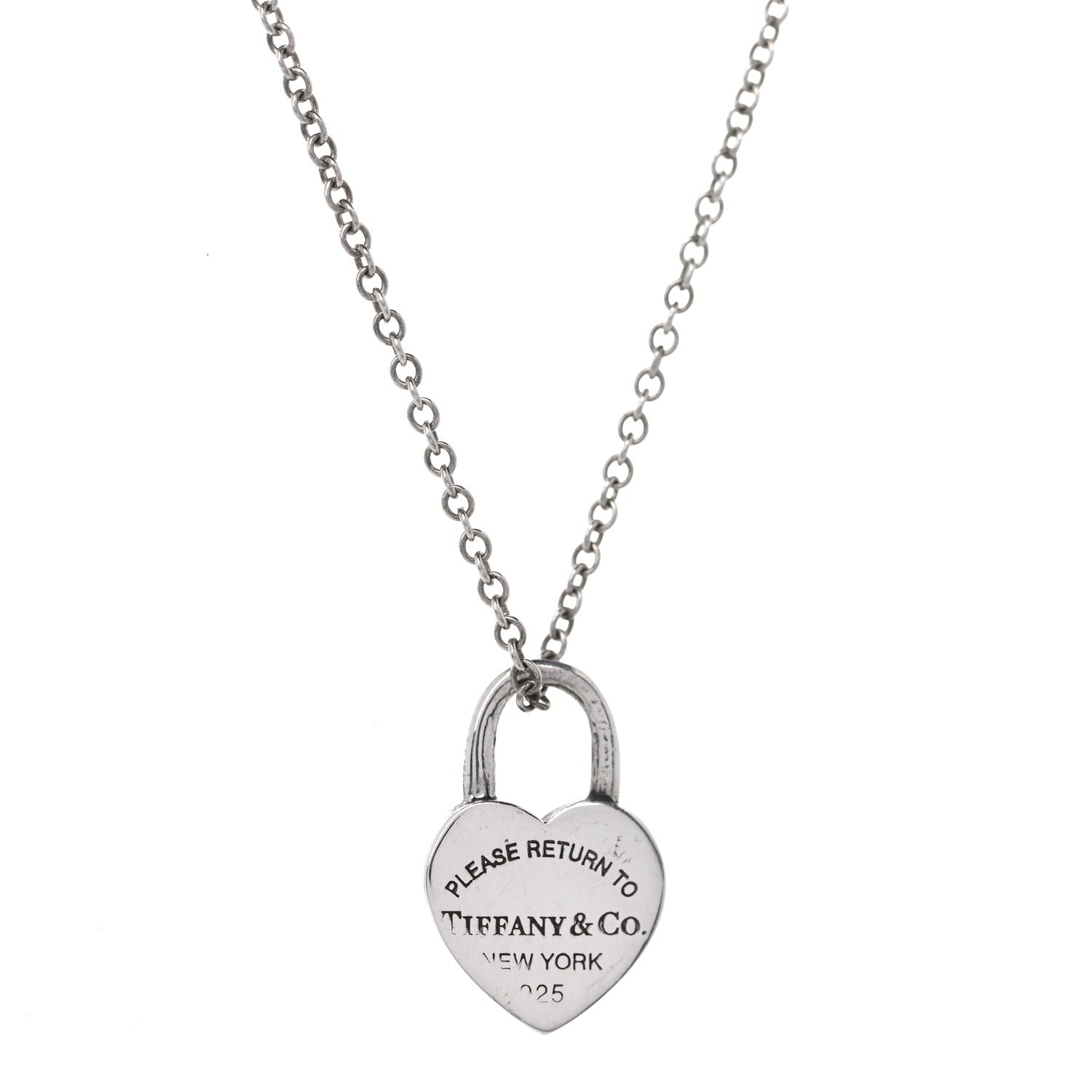 Tiffany Sterling Silver Return to Tiffany Heart Lock Pendant Necklace 1 of 6