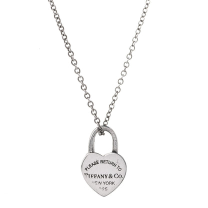 Tiffany Sterling Silver Return to Tiffany Heart Lock Pendant Necklace 1 of 6