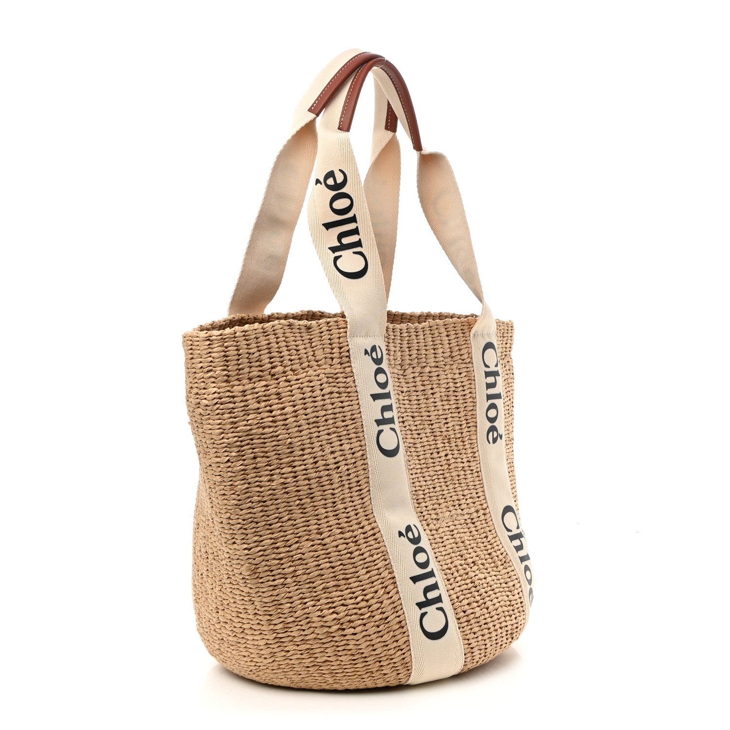 Chloe Raffia Large Woody Tote White 3 of 10