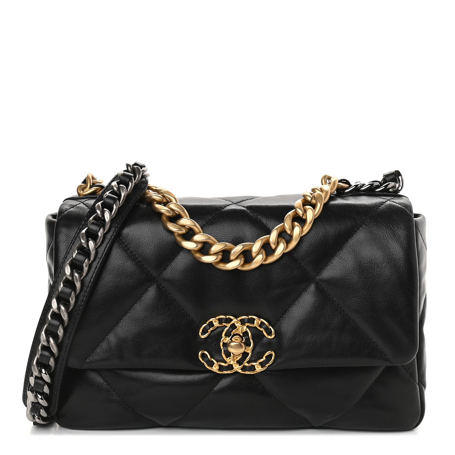 Chanel Goatskin Quilted Medium Chanel 19 Flap Black 1 of 9