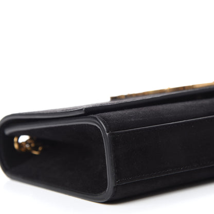 Saint Laurent Suede Small Classic Monogram Palm Tree Kate Satchel Black 6 of 10