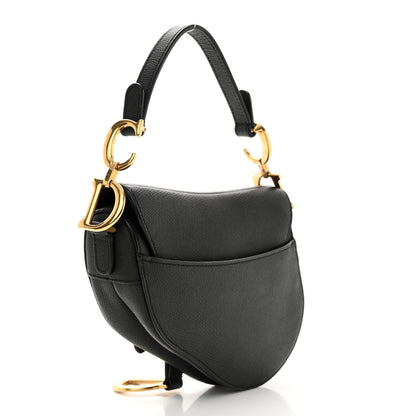 Christian Dior Grained Calfskin Mini Saddle Bag Black 3 of 11
