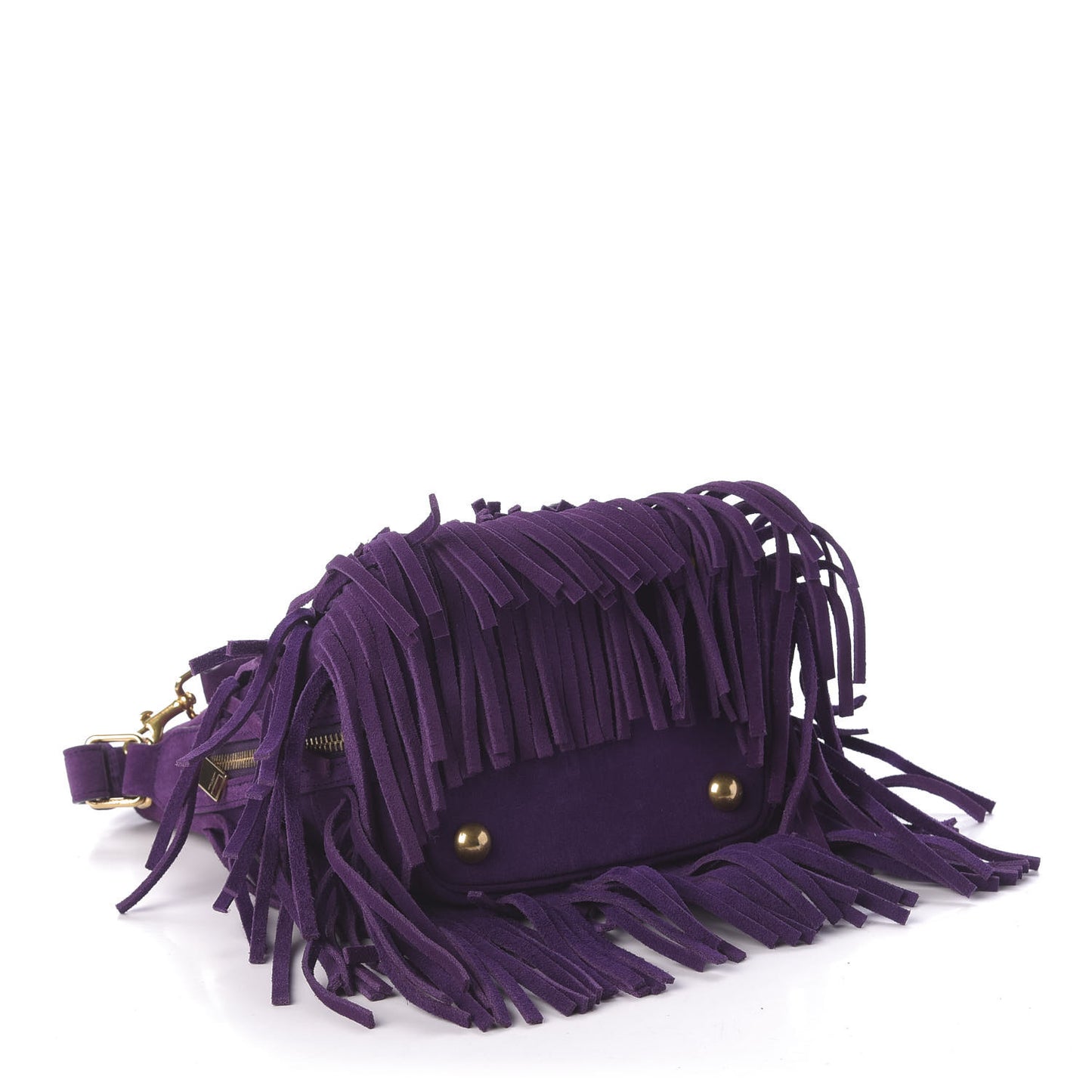 Suede Calfskin Small Emmanuelle Fringe Bucket Bag Violet
