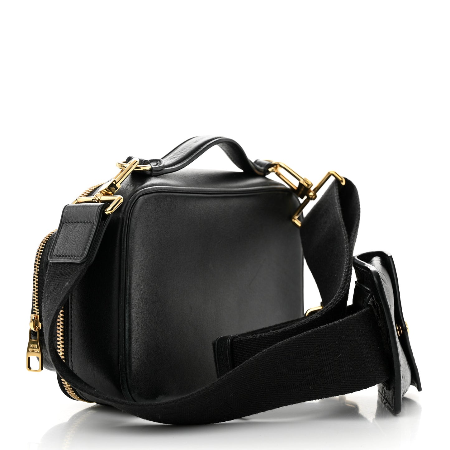 Calfskin Monogram Embossed Utility Crossbody Black