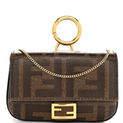 Fendi Glazed Fabric FF 1974 Nano Baguette Charm Mogano Panna 7 of 10