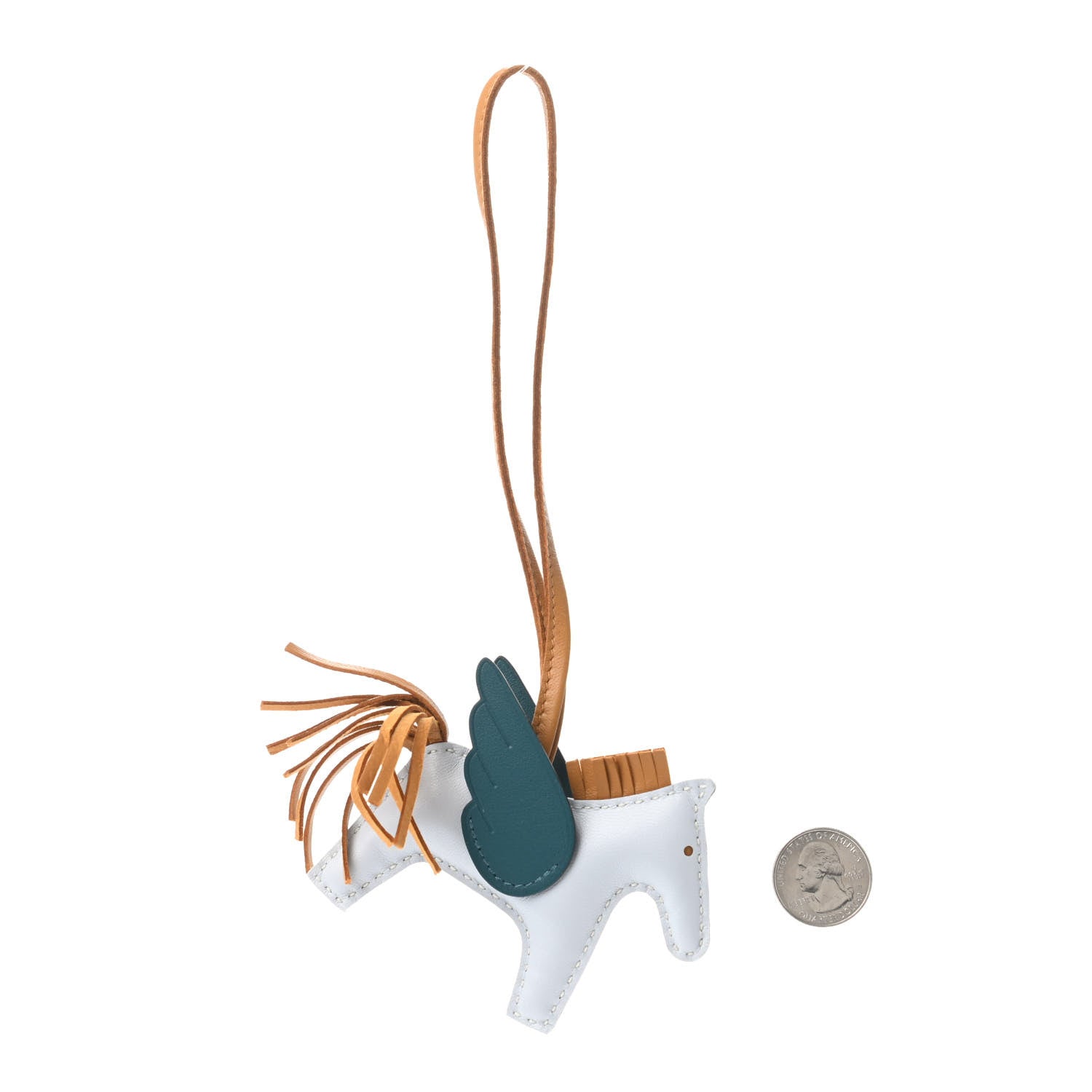 Hermes Milo Lambskin Grigri Rodeo Pegase Horse Bag Charm PM Bleu Brume Sesame Vert Bosphore 2 of 4