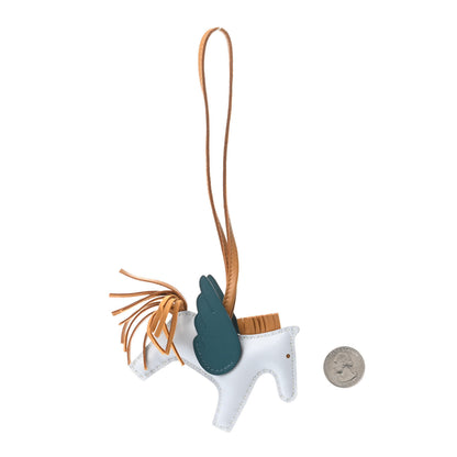 Hermes Milo Lambskin Grigri Rodeo Pegase Horse Bag Charm PM Bleu Brume Sesame Vert Bosphore 2 of 4