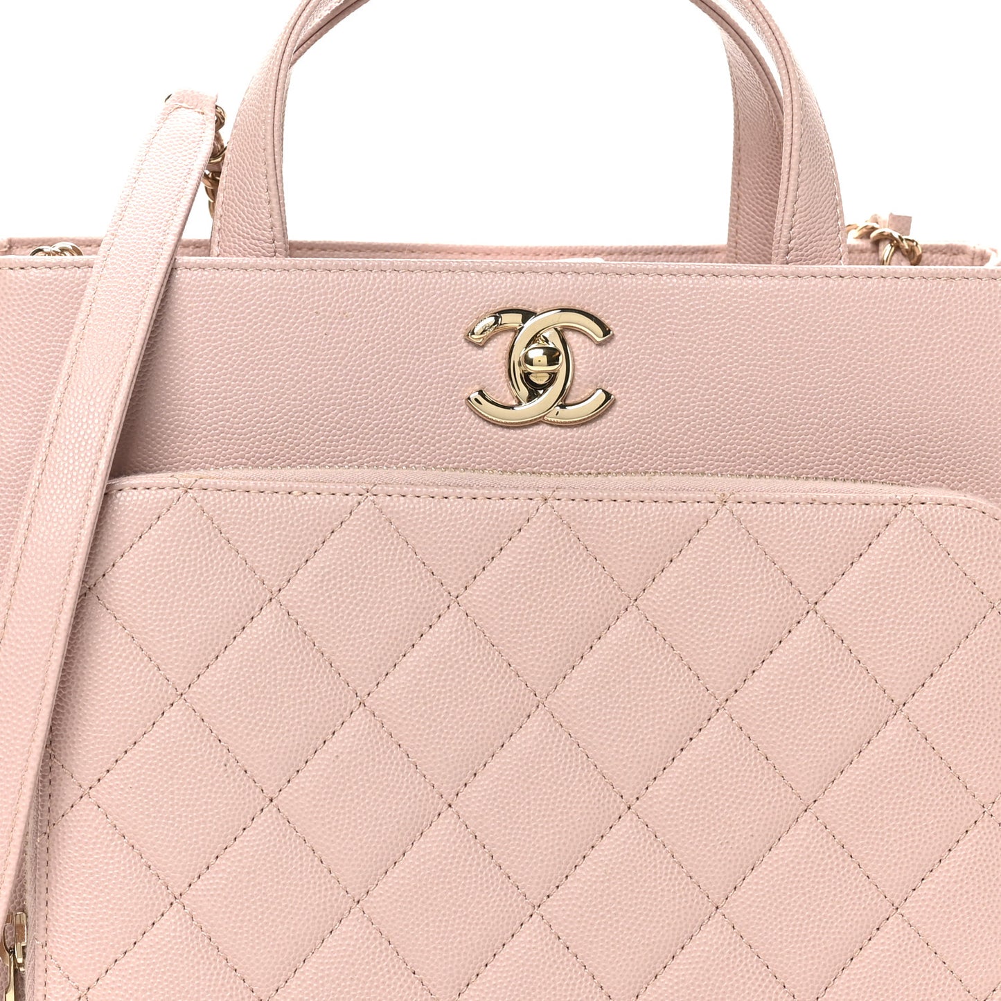 Caviar Quilted Small Business Affinity Shopping Bag Light Pink