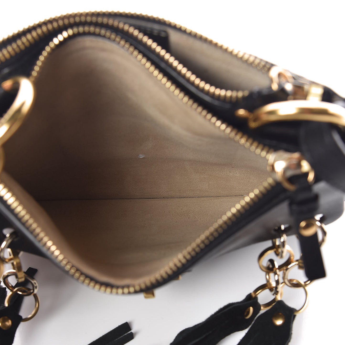 Calfskin Suede Small Jane Fringe Bag Black