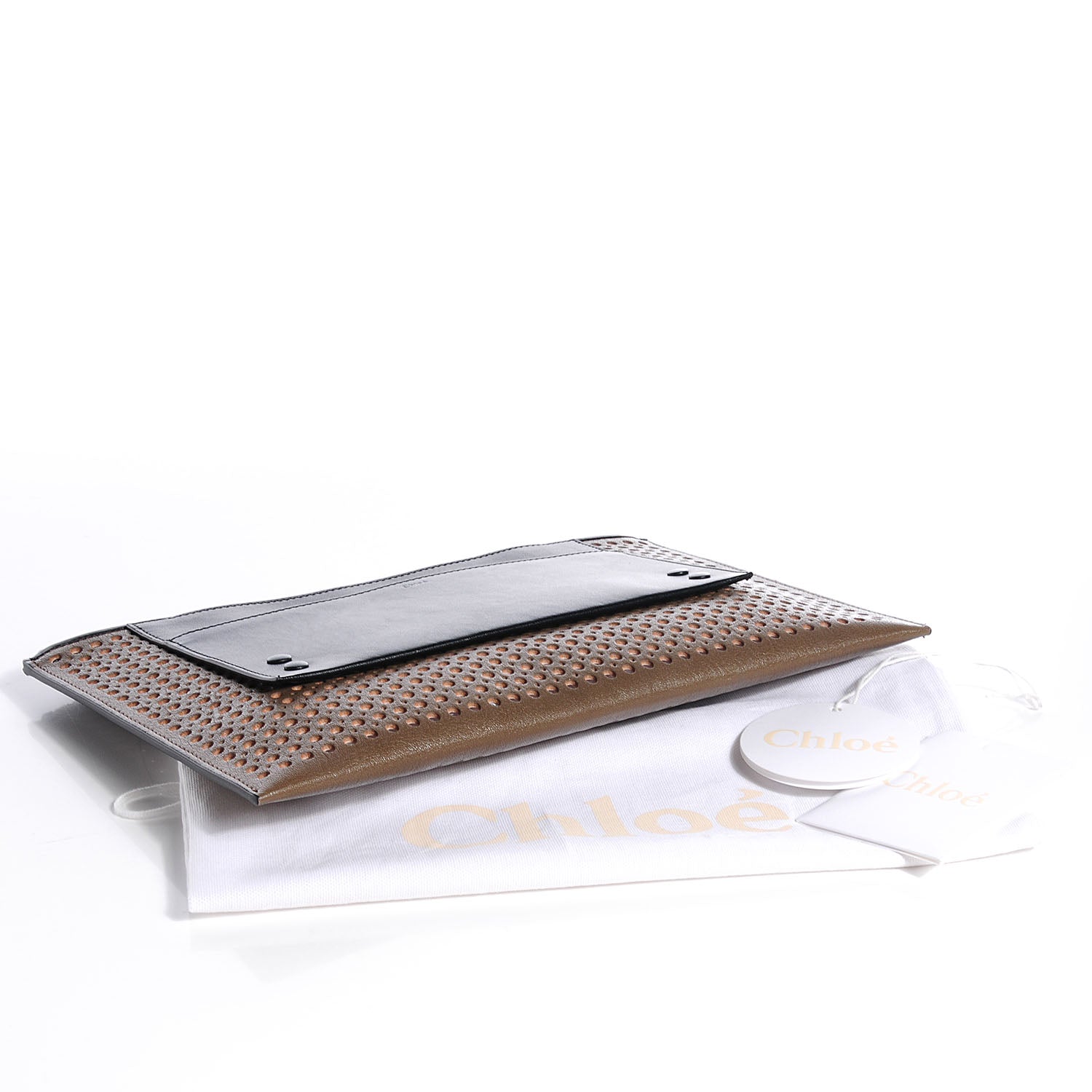 Chloe Perforated Goatskin Large Alice Clutch Anchor Grey 4 of 8
