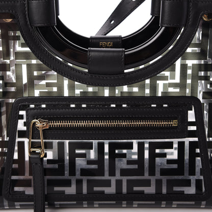 Fendi TPU FF Vitello Century Plexiglass Small Runaway Shopper Tote Black 9 of 9