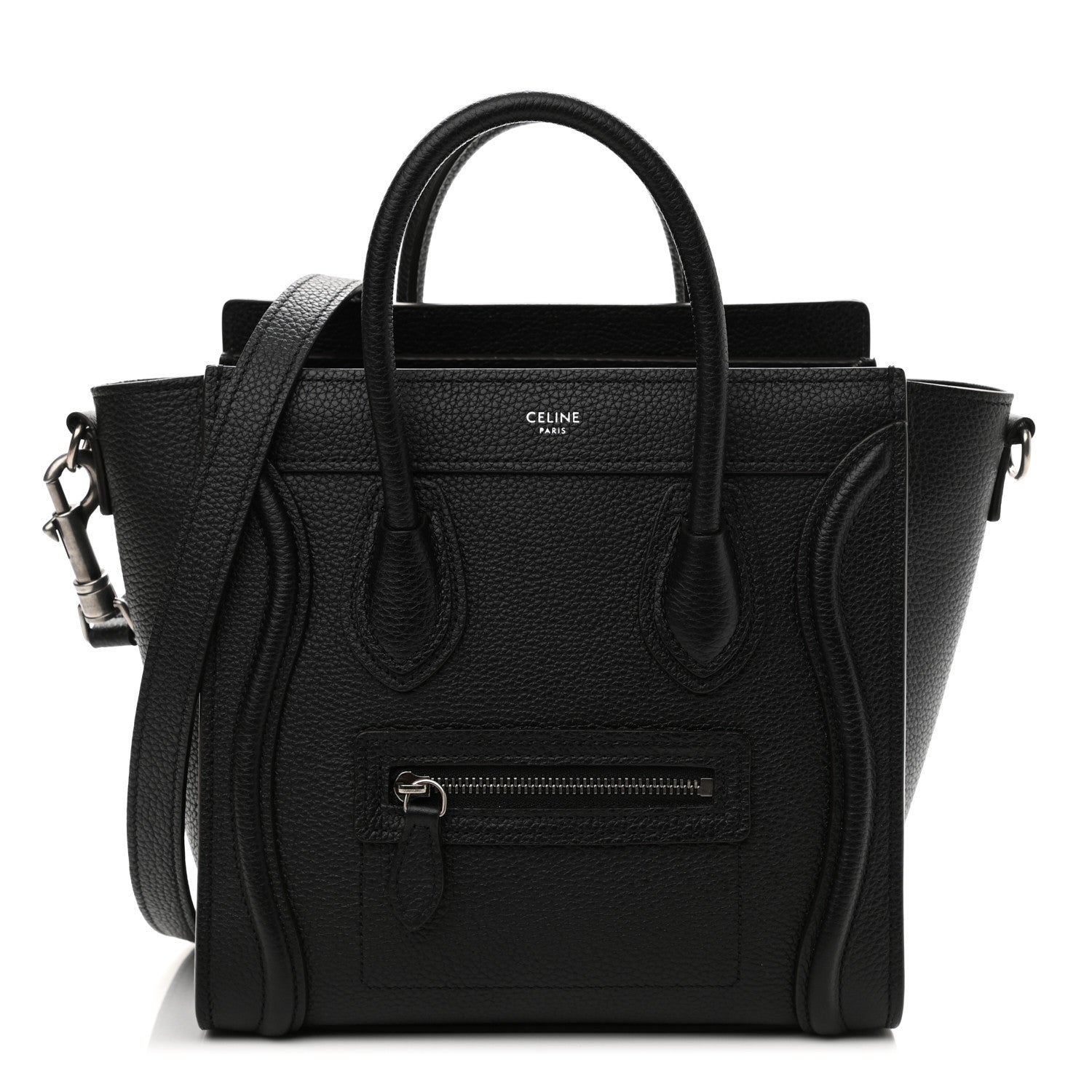 Celine Drummed Calfskin Nano Luggage Black 1 of 12